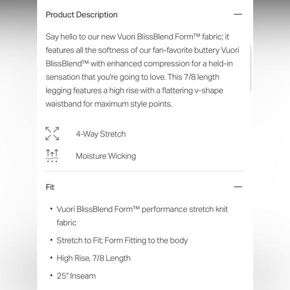 Vuori All The Form Legging NEW NWT - Picture 5 of 7